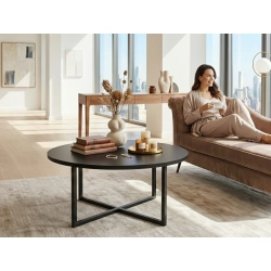 STOLIK KAWOWY Metalowy Blat Czarny Płyta MDF  STK-926